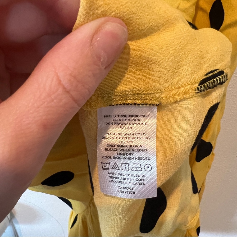 Ann Taylor Yellow and Black Polka Dot Maxi Dress Tiered Skirt Buttons Size 12 - Picture 5 of 9
